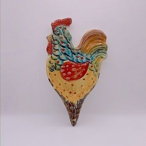 Handmade, Brightly Painted, Italian Ceramic Rooster Dish